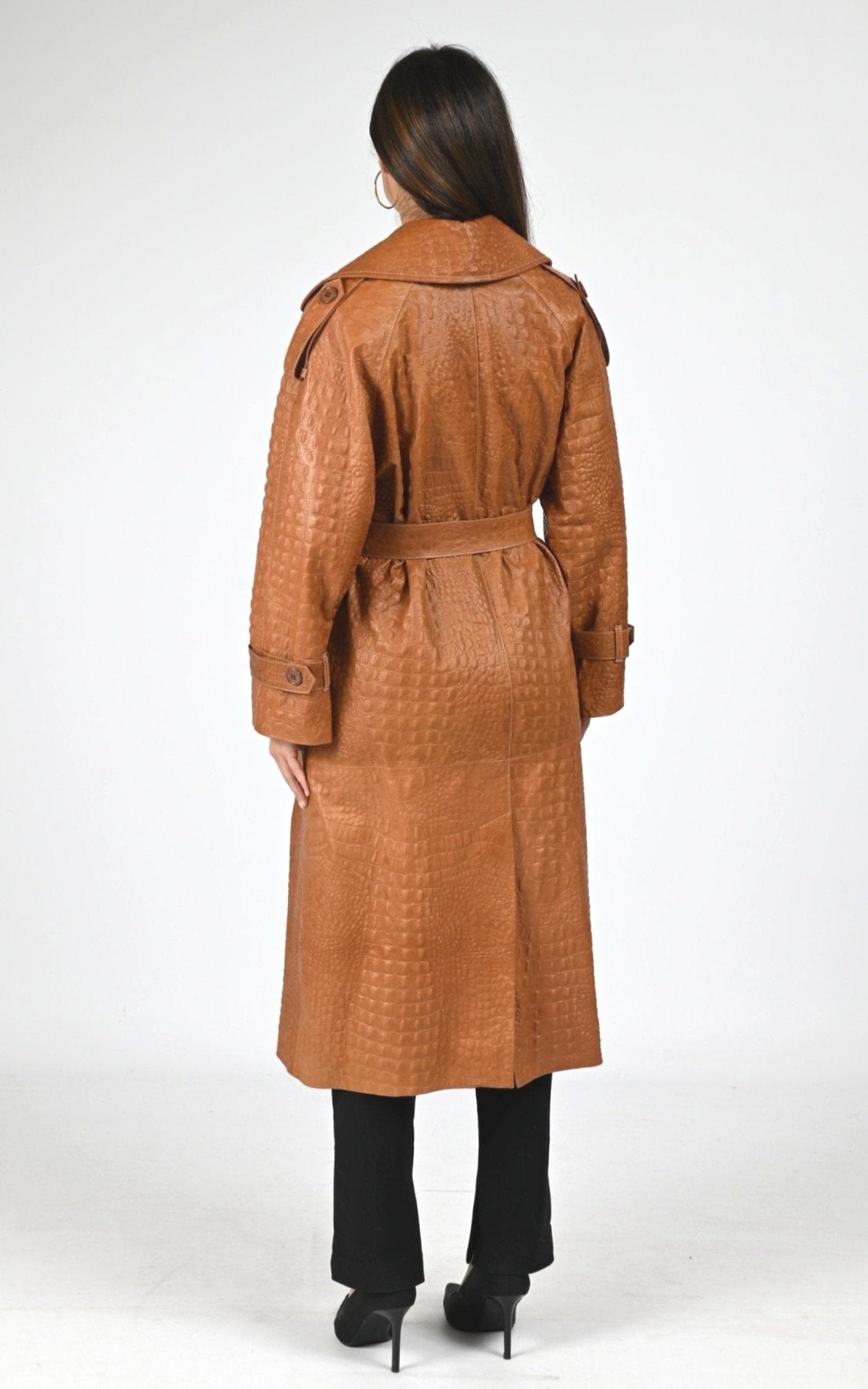 Manteau Cuir Femme Flo-Clo, modèle Betalis leather de couleur cuoio