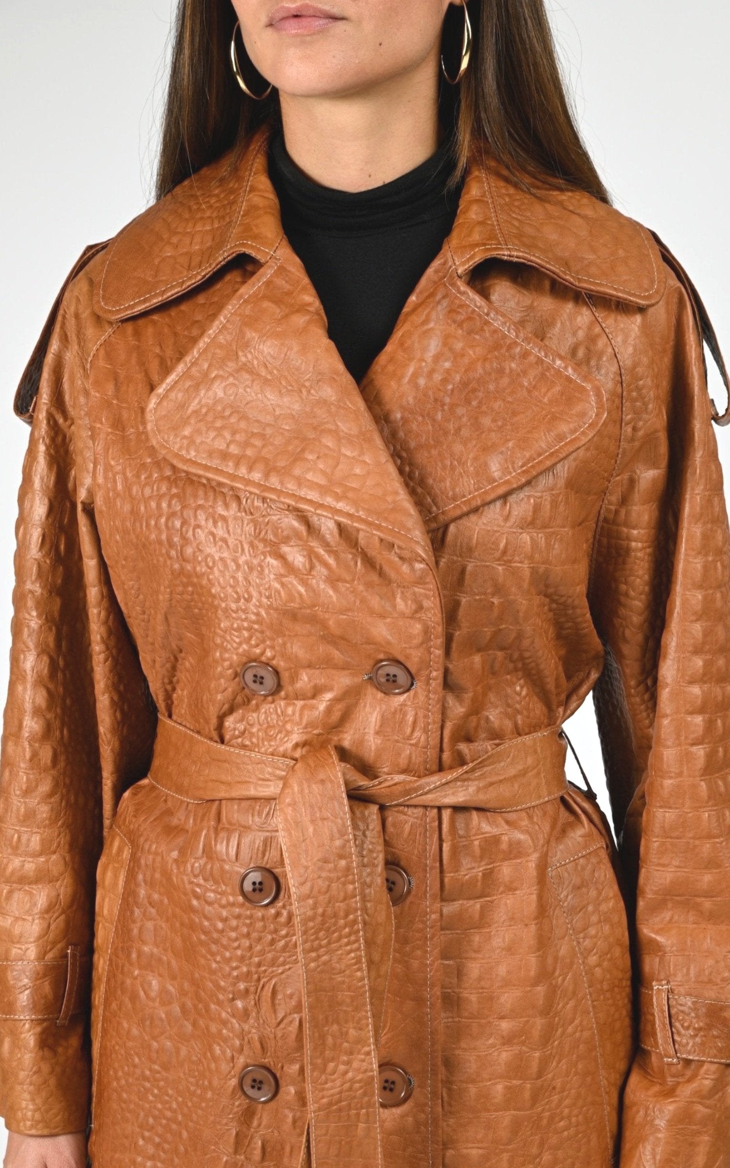 Manteau Cuir Femme Flo-Clo, modèle Betalis leather de couleur cuoio 5