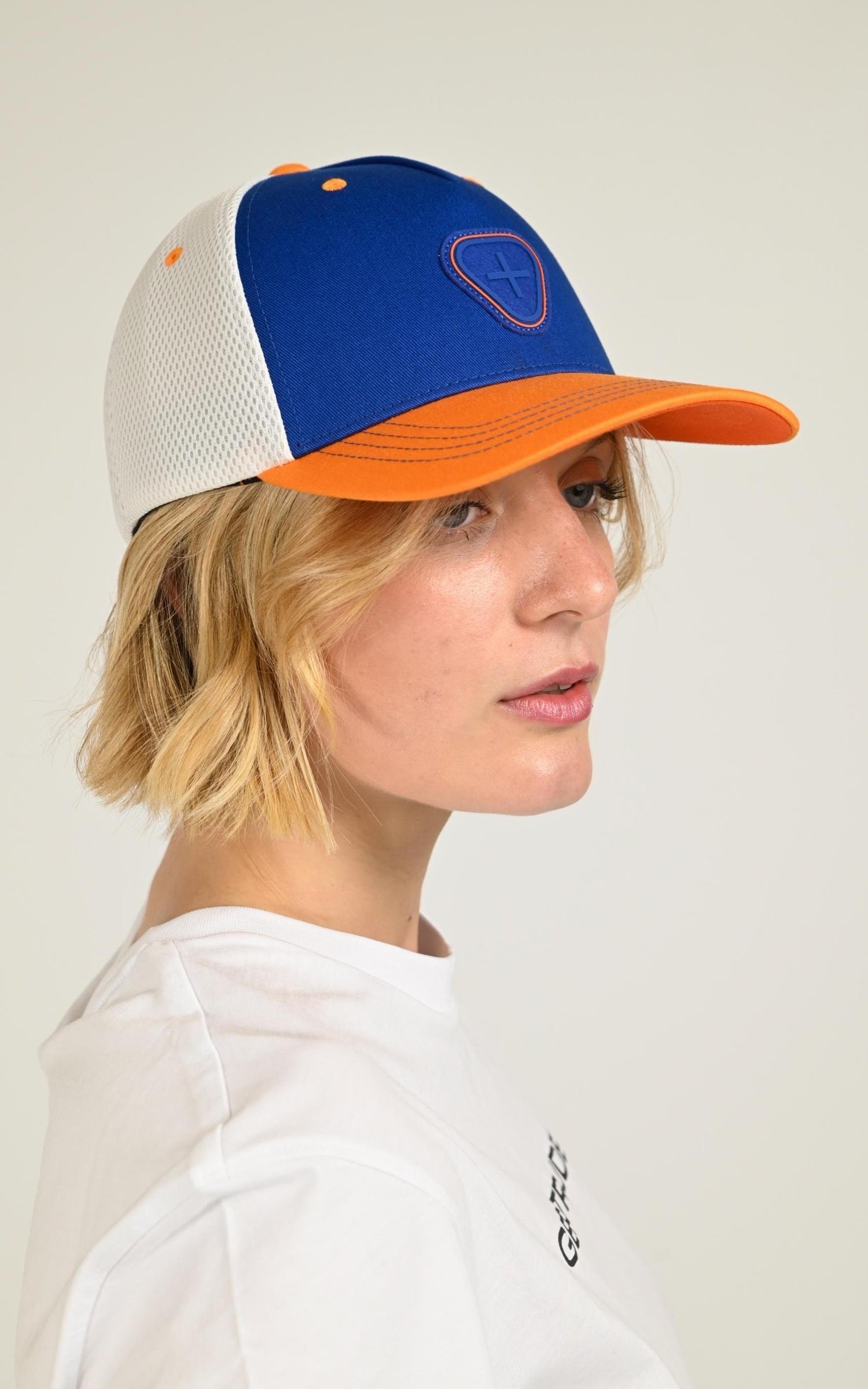 Casquette Textile Mixte Gertrude Et Gaston, modèle Billy 2 tones de couleur saphir / orange 2