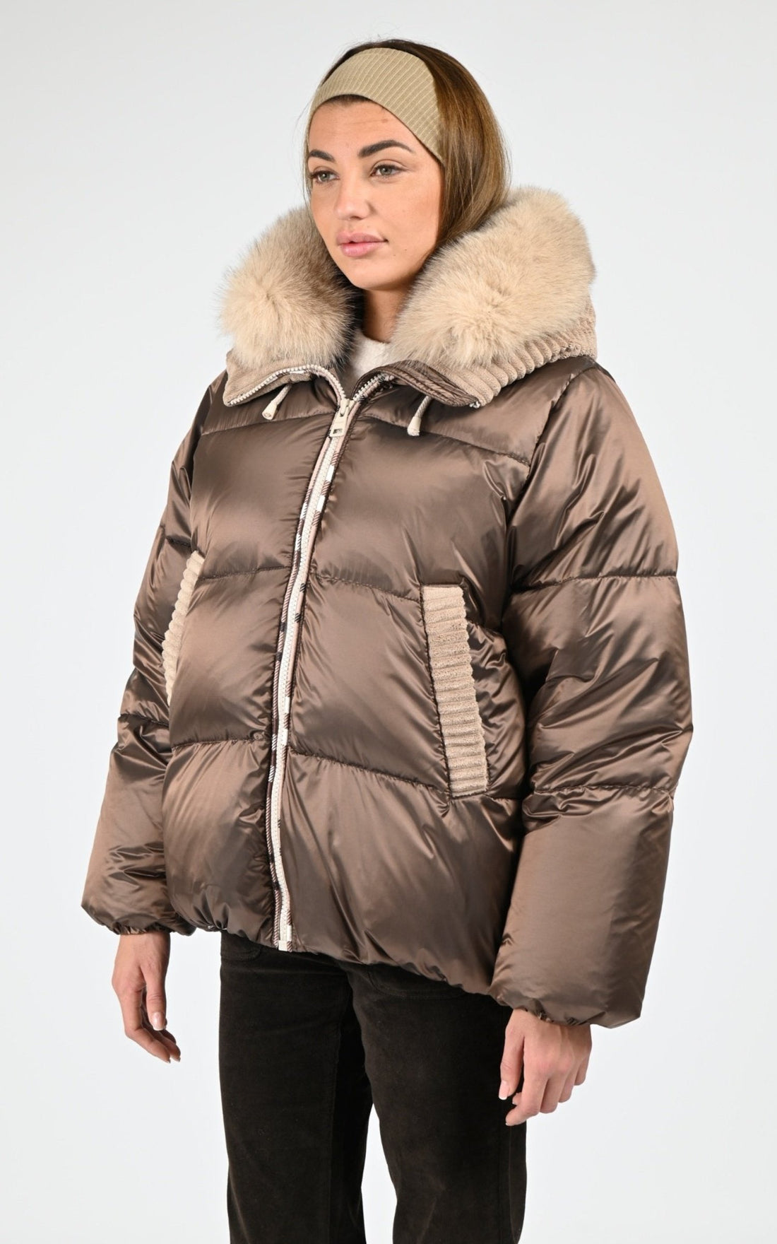 Doudoune Textile Femme Flo-Clo, modèle Bimbolino de couleur moka
