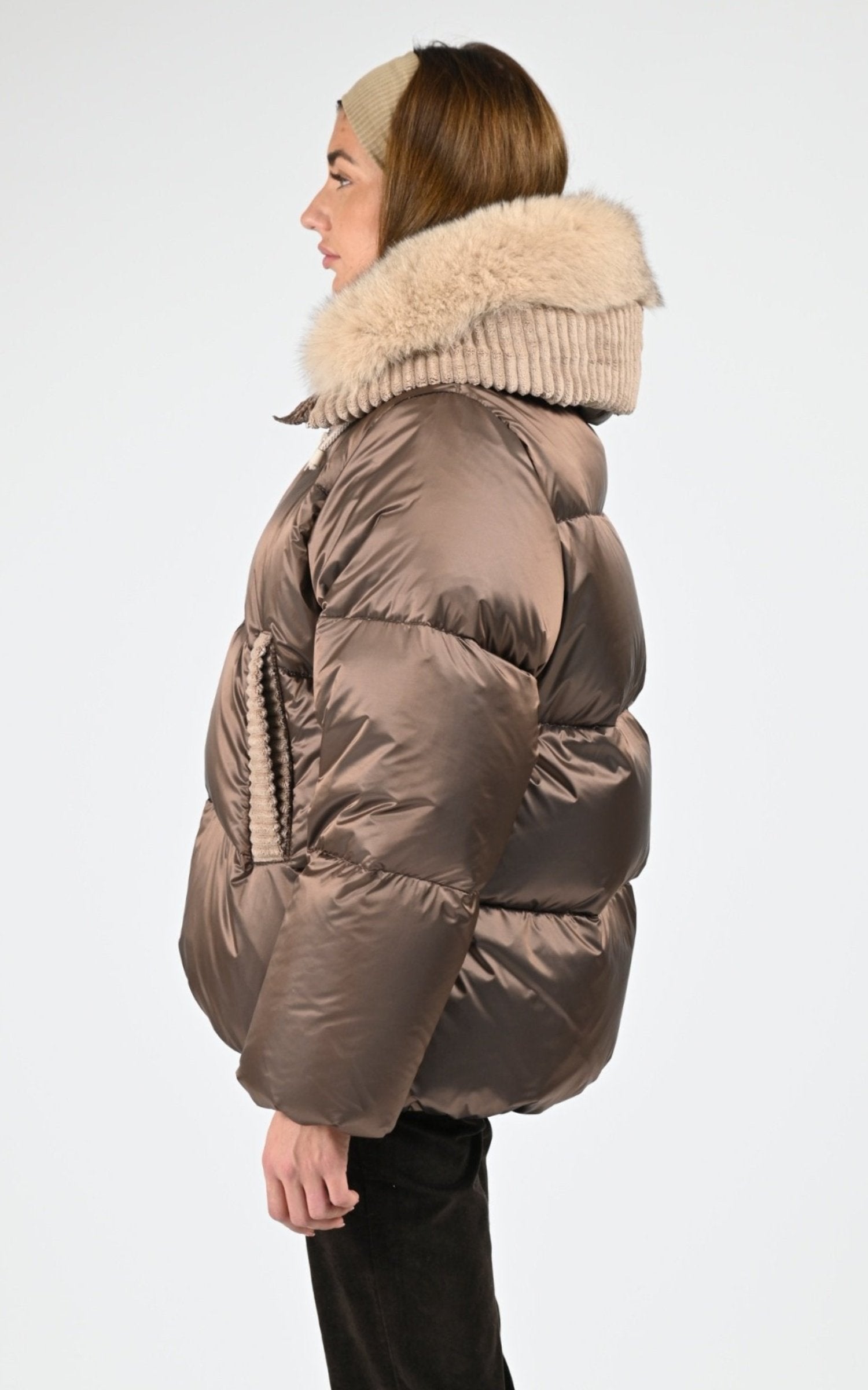 Doudoune Textile Femme Flo-Clo, modèle Bimbolino de couleur moka 3