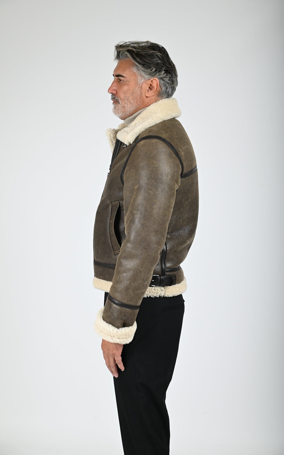 Bombardier en cuir de mouton marron