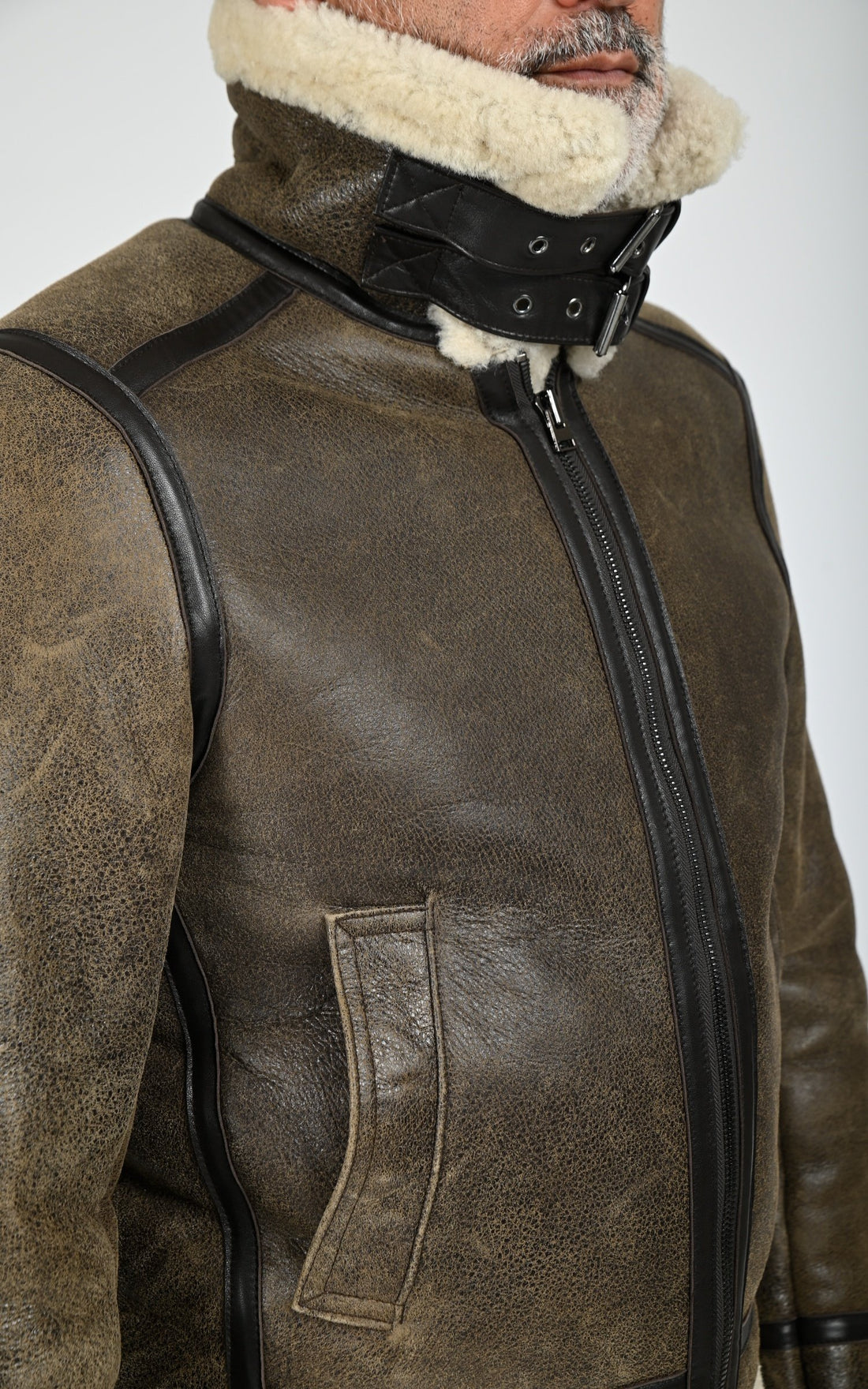 Bombardier en cuir de mouton marron