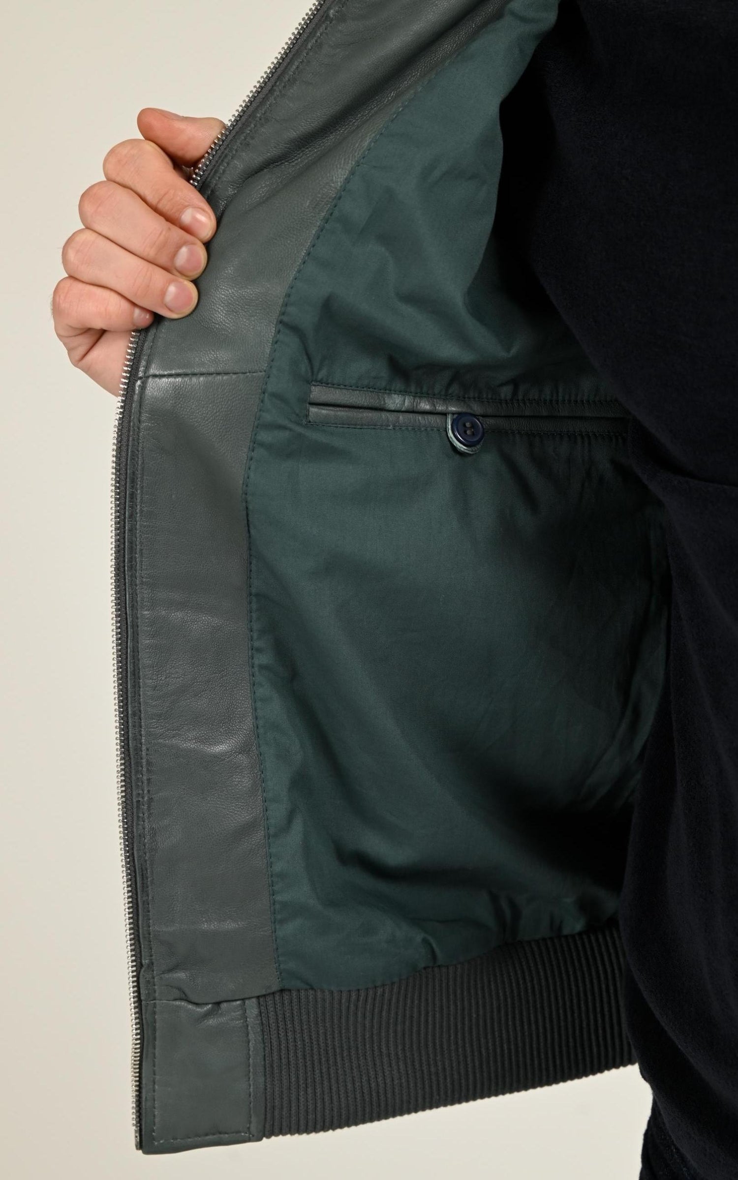 Blouson Cuir Homme Serge Pariente, modèle Bonbon de couleur bleu 5