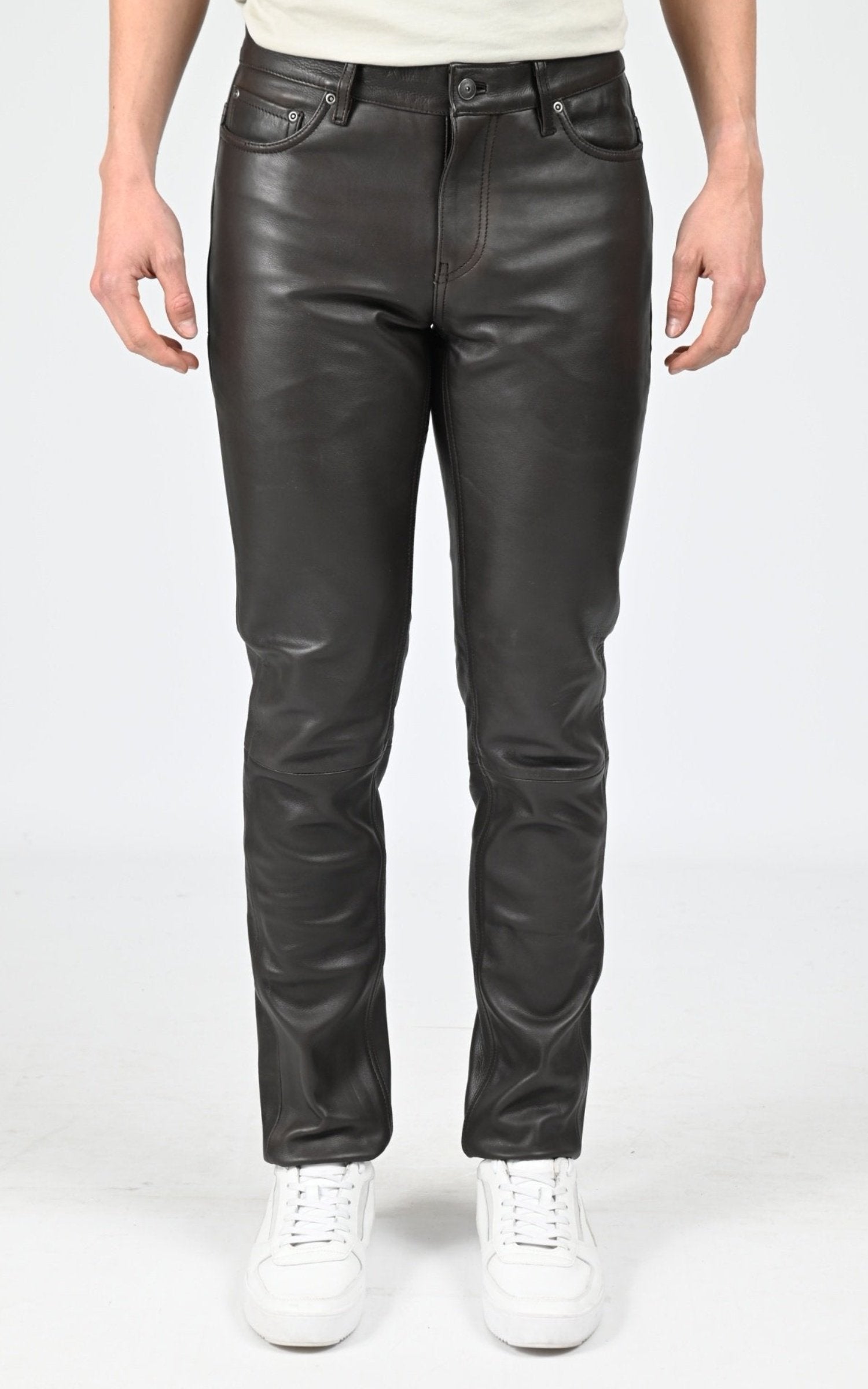 Pantalon Cuir Homme Daytona 73, modèle Booling 101493 de couleur marron 1