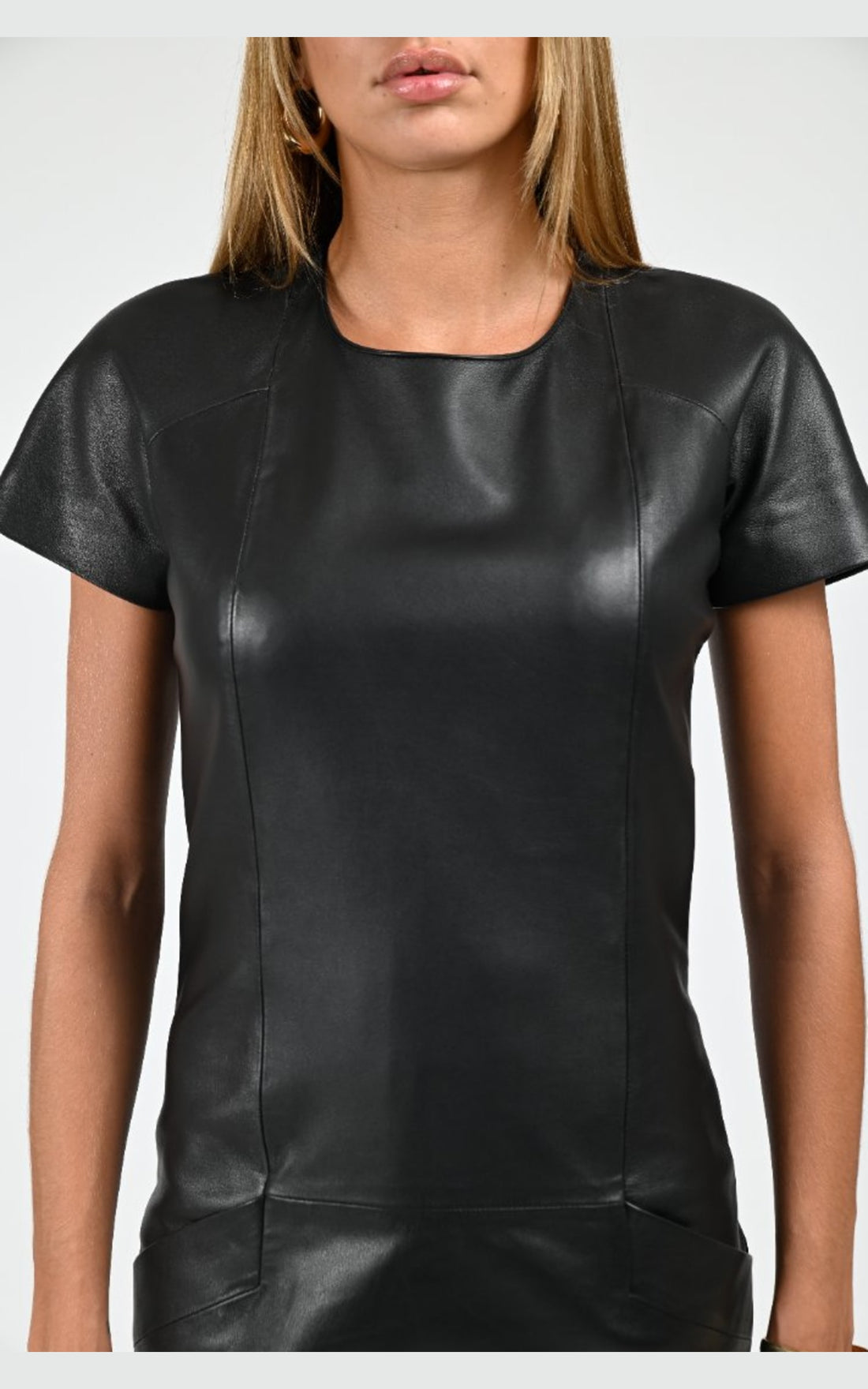 Robe Cuir Femme La Canadienne, modèle Bridget ff de couleur noir