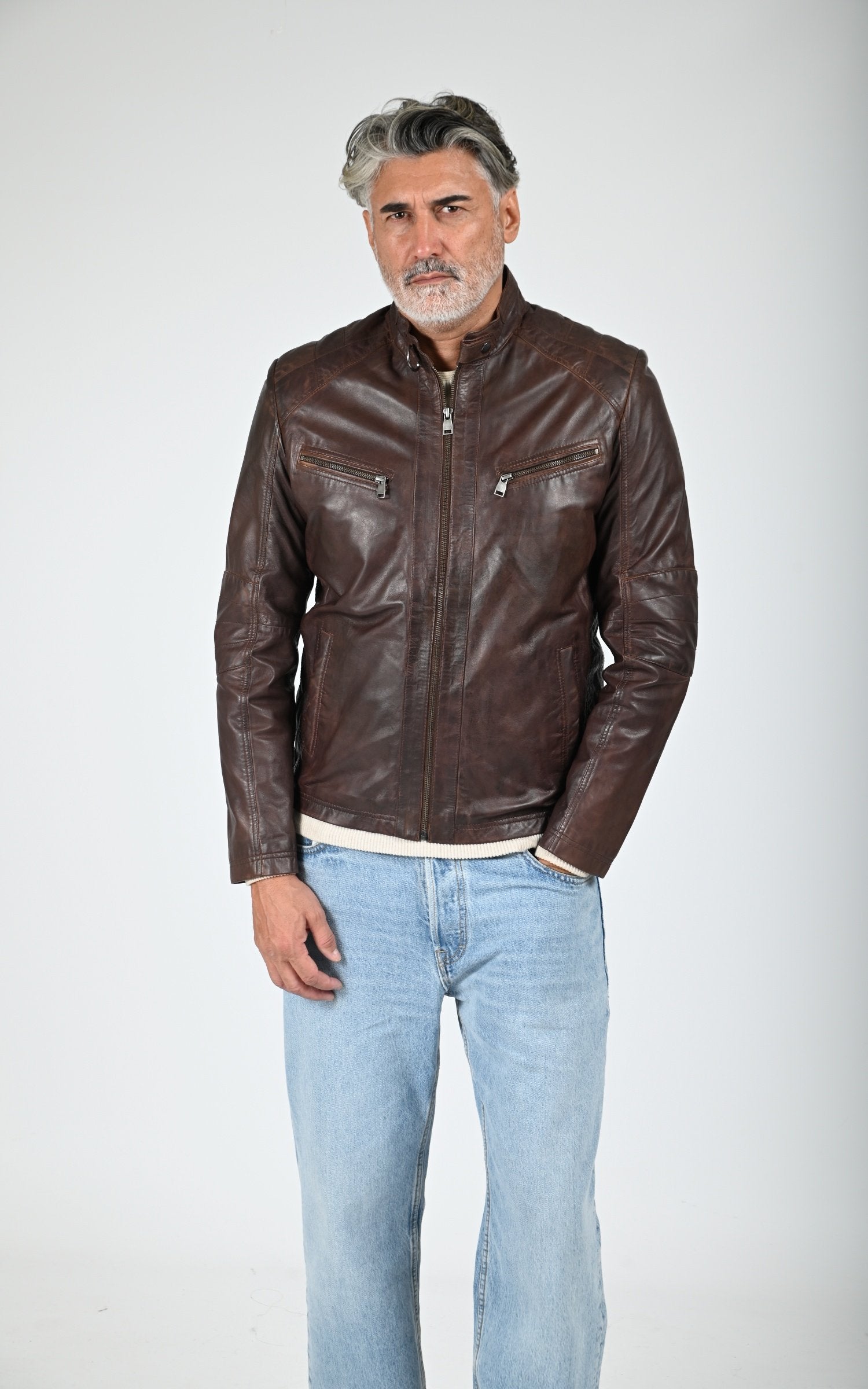 Blouson Bulk cuir marron 2