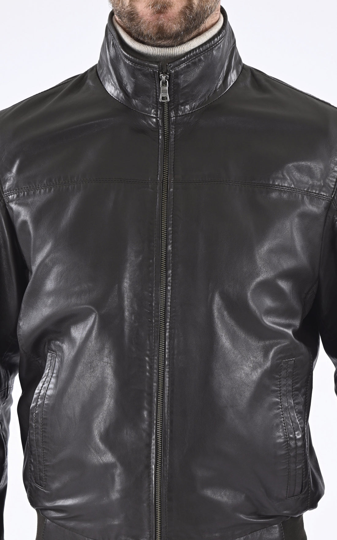 Blouson cuir agneau marron