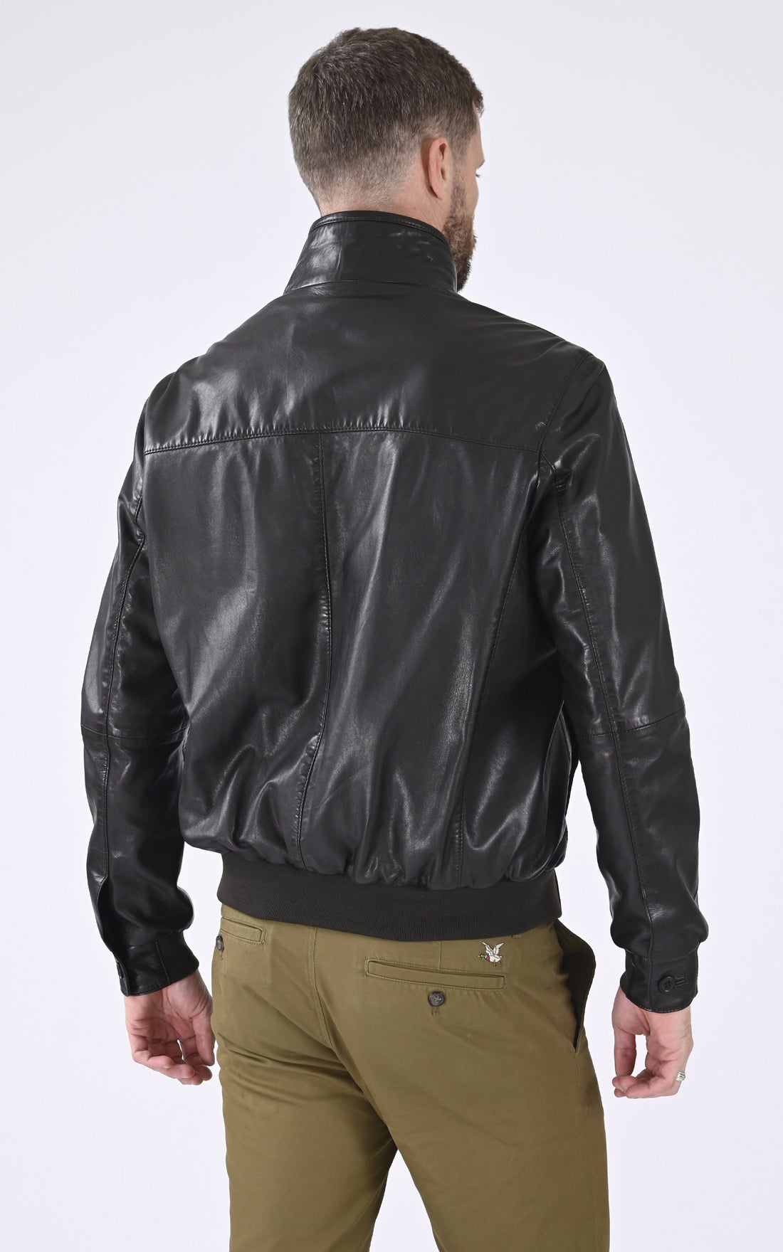 Blouson cuir agneau marron
