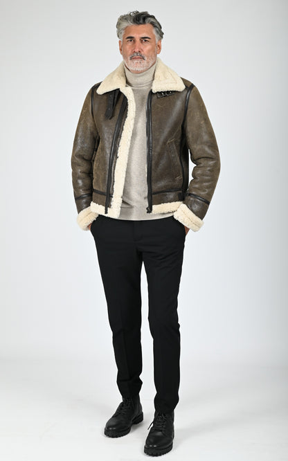 Bombardier en cuir de mouton marron