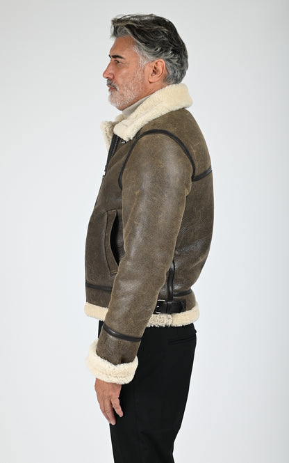 Bombardier en cuir de mouton marron
