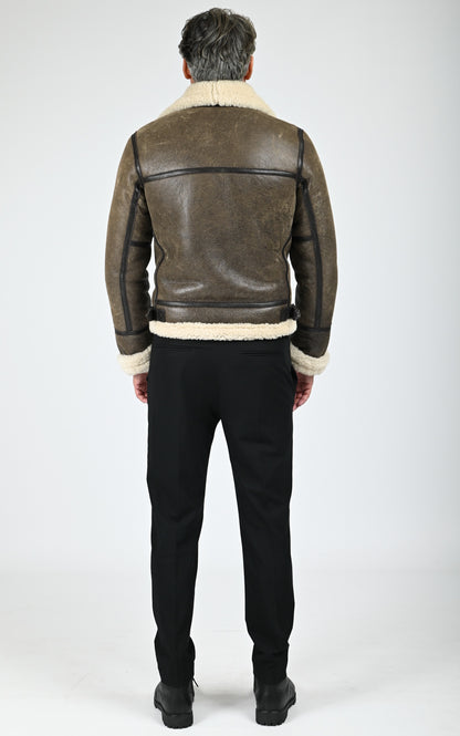 Bombardier en cuir de mouton marron