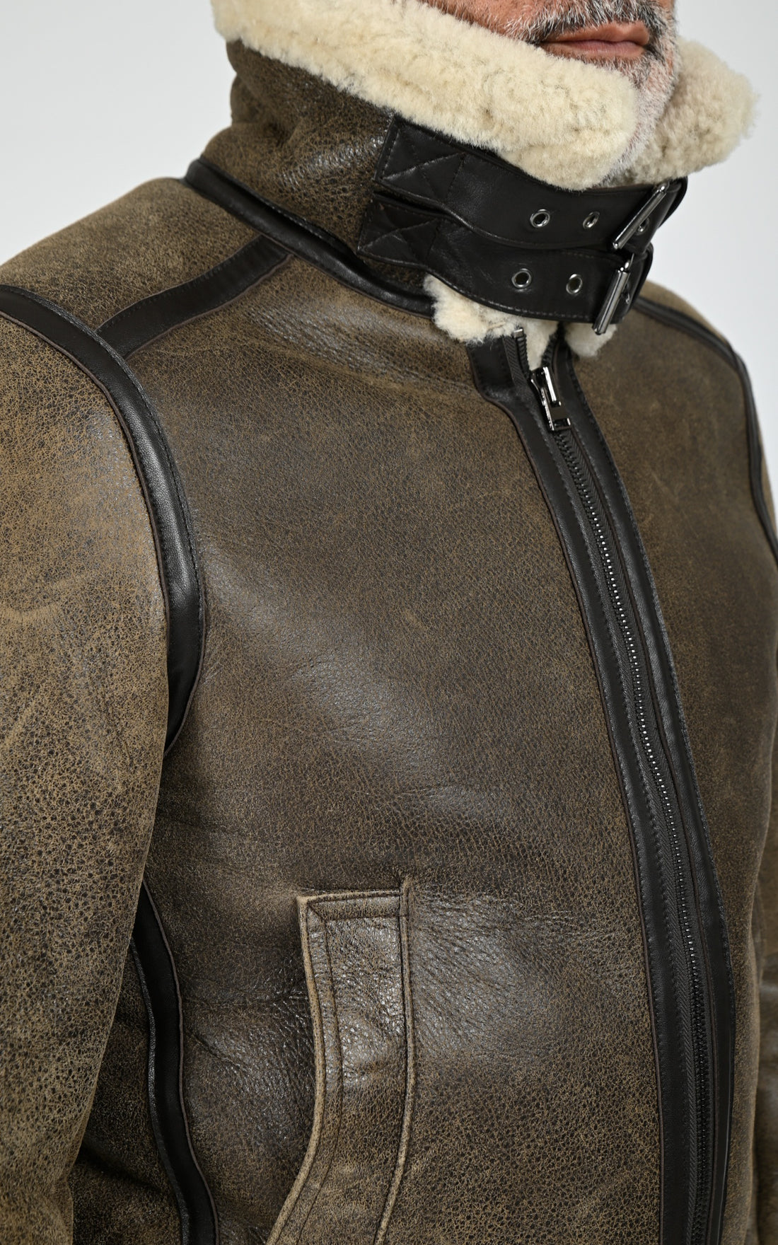Bombardier en cuir de mouton marron