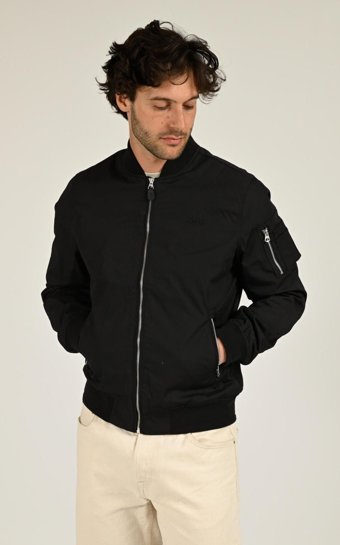 Blouson Textile Homme Schott, modèle Cabers de couleur black