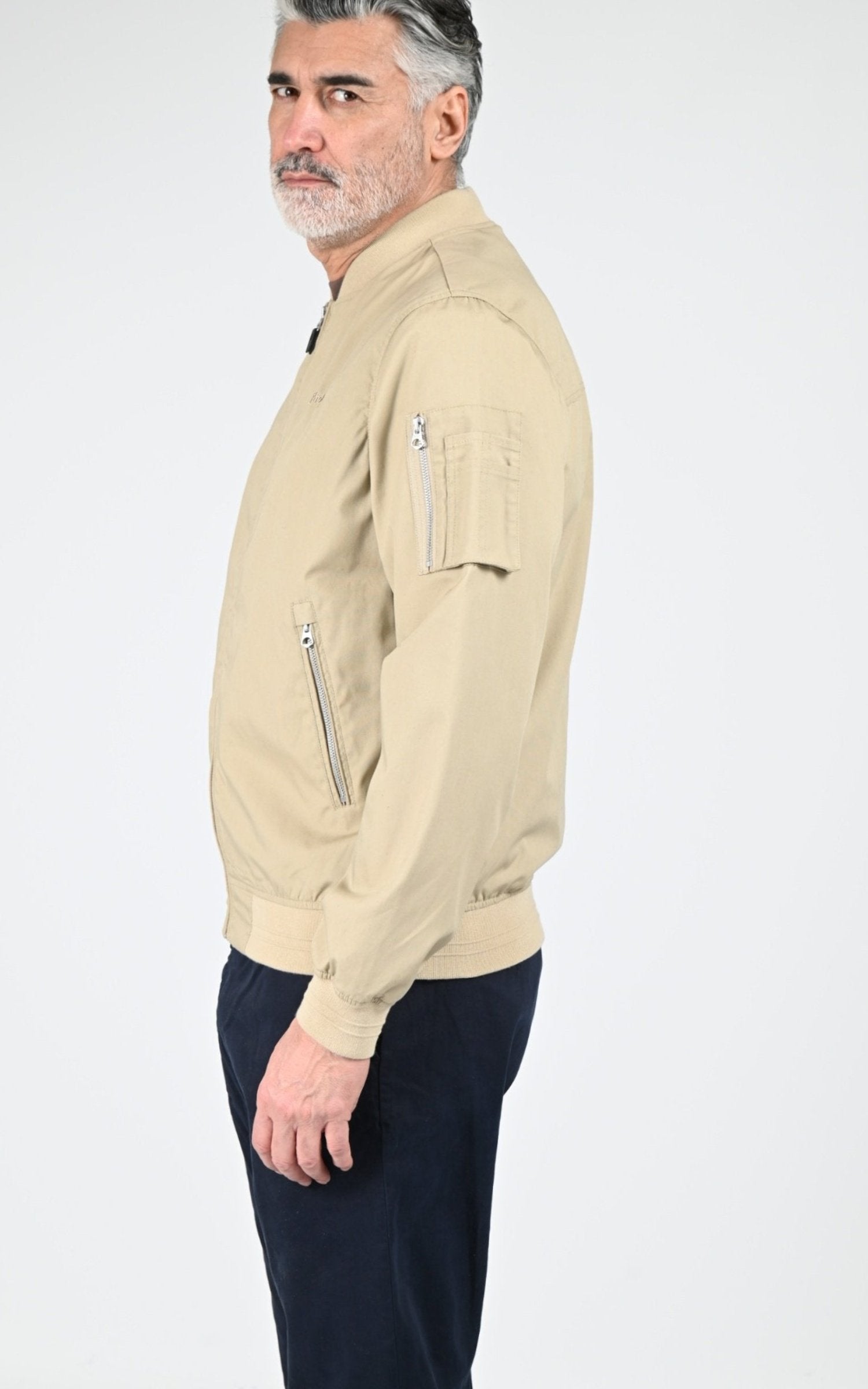 Blouson Textile Homme Jaj -Schott-, modèle Cabers de couleur light beige