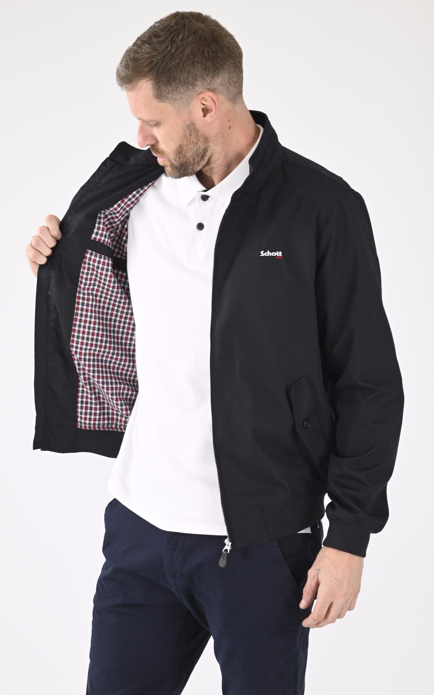 Blouson textile homme Schott, modèle Cabl1220 de couleur Bleu - vue intérieure 3