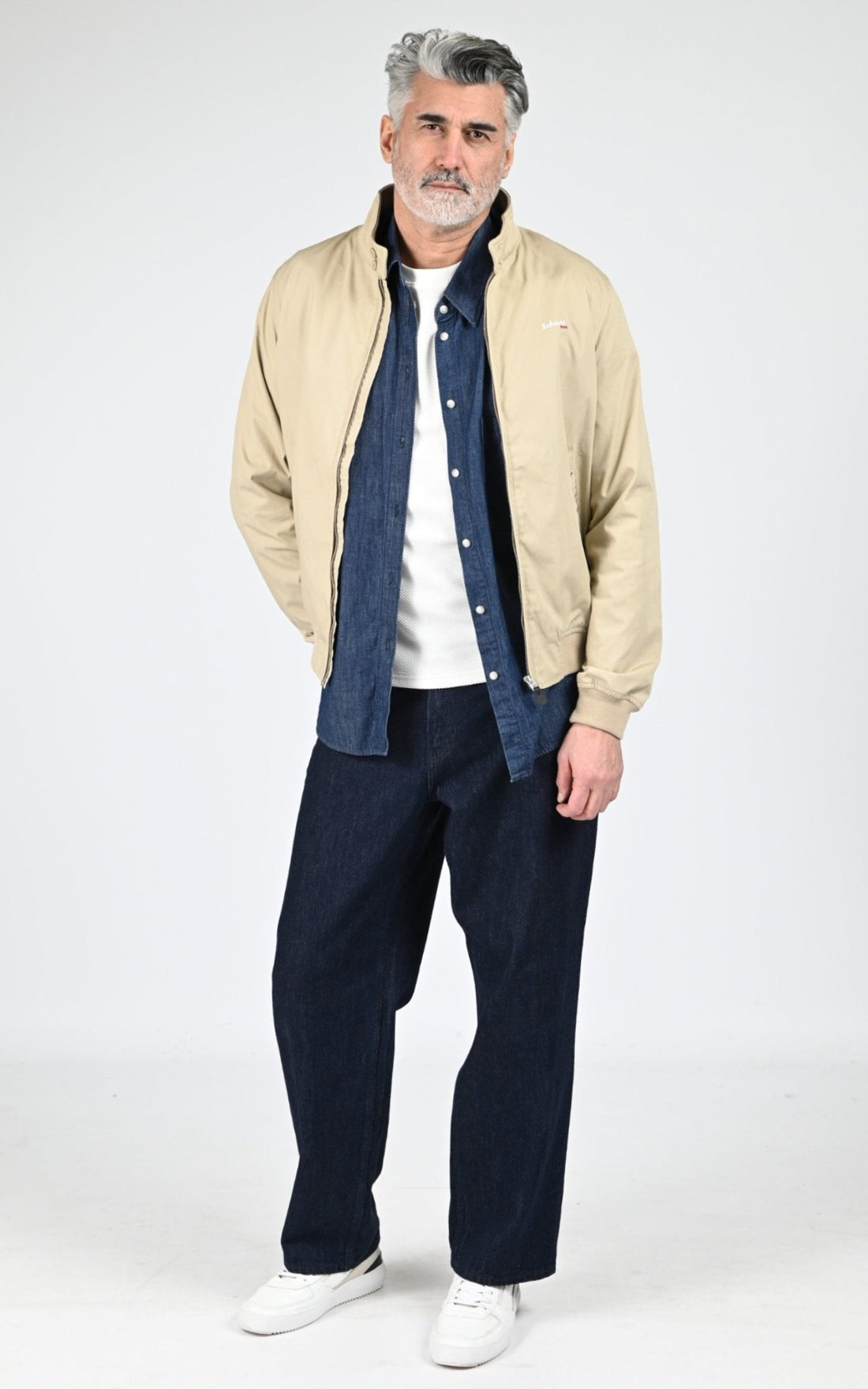 Blouson Textile Homme Schott, modèle Cabl1220 de couleur light beige