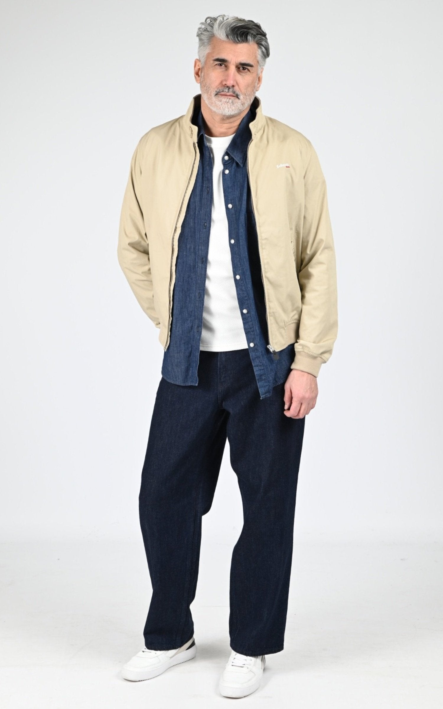 Blouson Textile Homme Schott, modèle Cabl1220 de couleur light beige 2