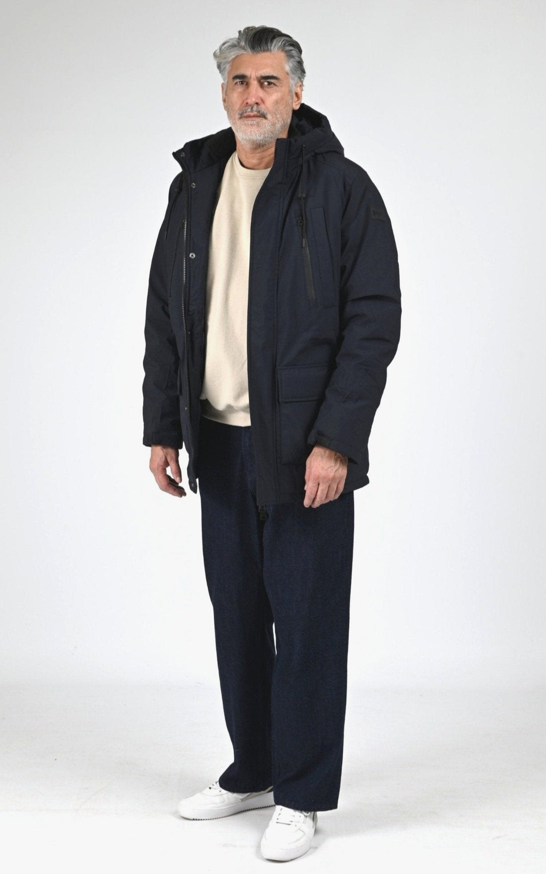 Parka Textile Homme Schott, modèle Camden de couleur navy