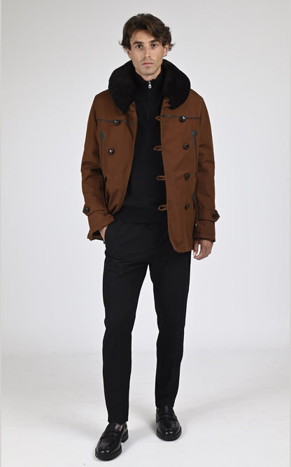 Veste Textile Homme La canadienne, modèle Canadienne 2 de couleur marron