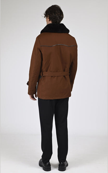 Veste Textile Homme La canadienne, modèle Canadienne 2 de couleur marron