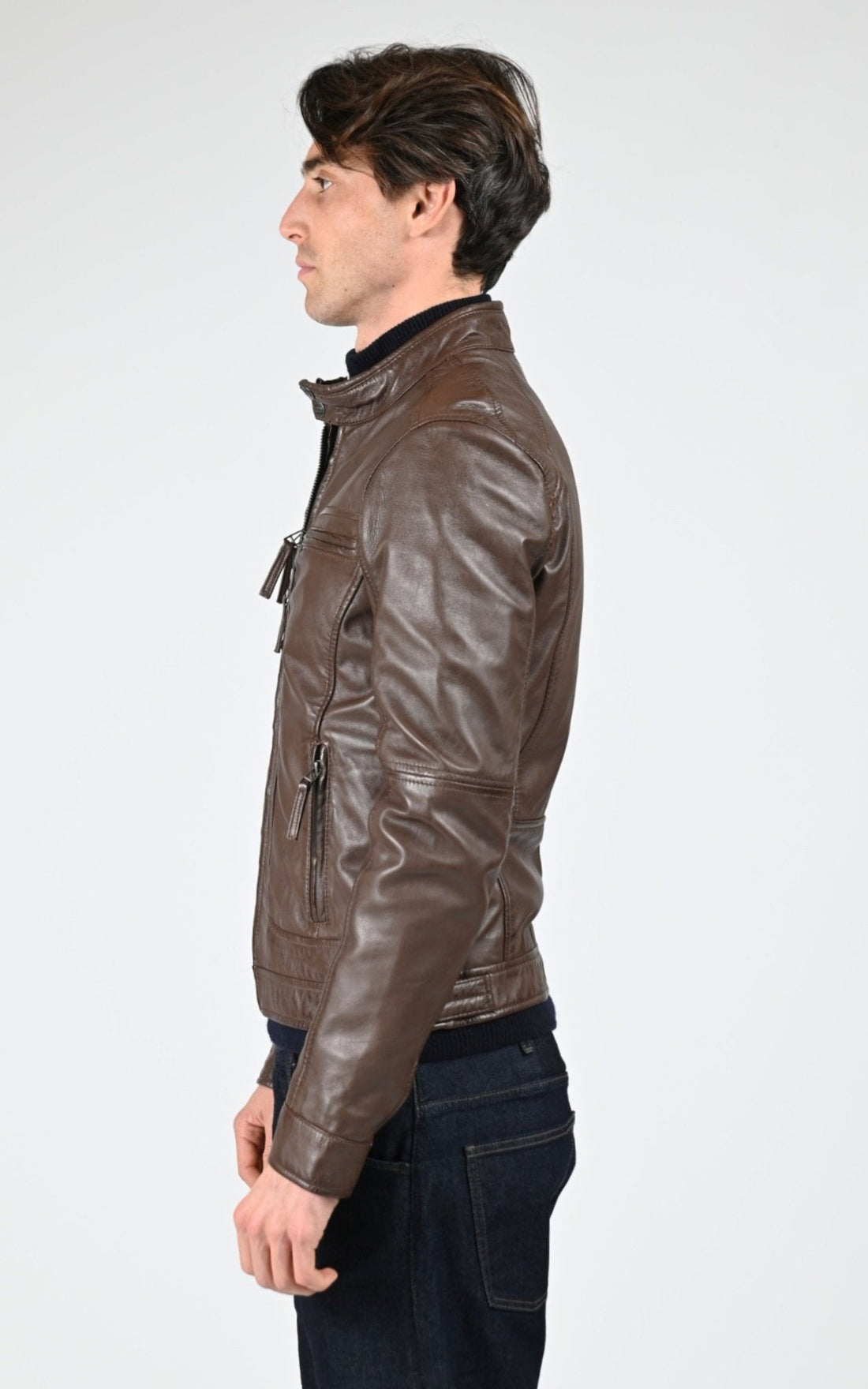 Blouson Cuir Homme Oakwood, modèle Casey 60901 de couleur marron