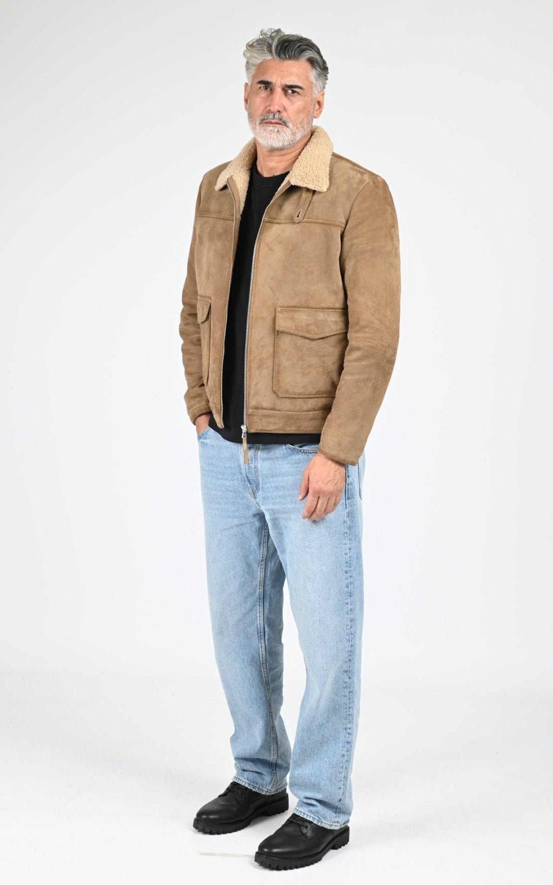Blouson Daim Homme Smarty, modèle Casimiro 7768 de couleur beige 21