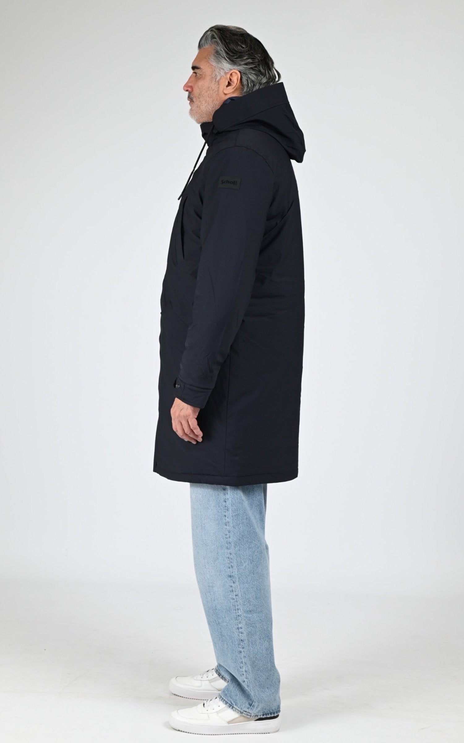 Parka Textile Homme Schott, modèle Chasen de couleur navy