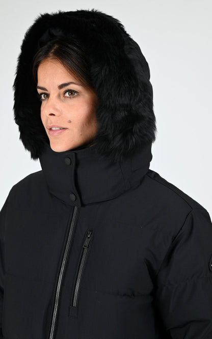 3/4 doudoune Textile Femme Moose Knuckles, modèle Chelia 3q m35lp280s de couleur black blk sh 305