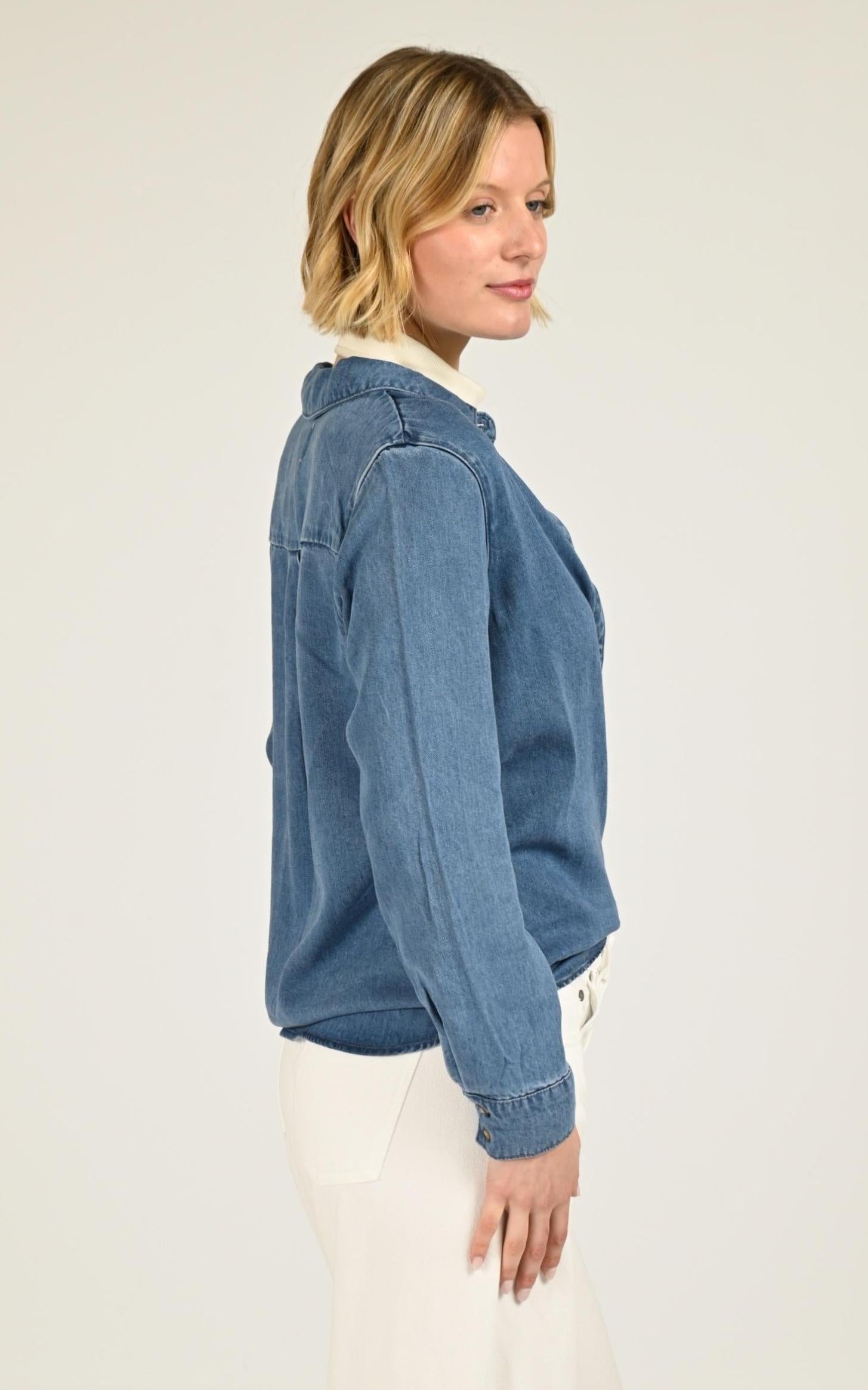 Chemisier Textile Femme La Petite Etoile, modèle Clem de couleur bleu 2