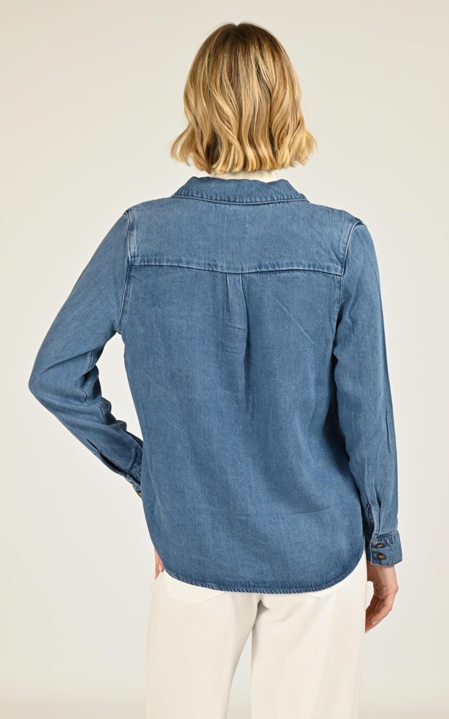 Chemisier Textile Femme La Petite Etoile, modèle Clem de couleur bleu 3