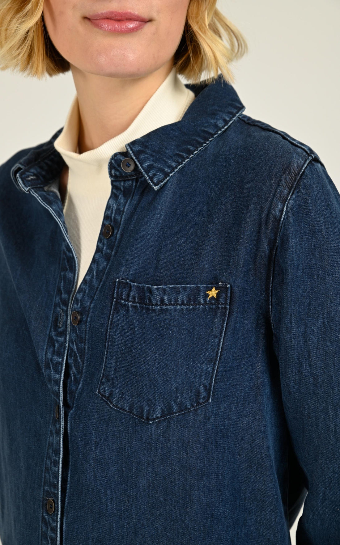 Chemisier Textile Femme La Petite Etoile, modèle Clem de couleur bleu