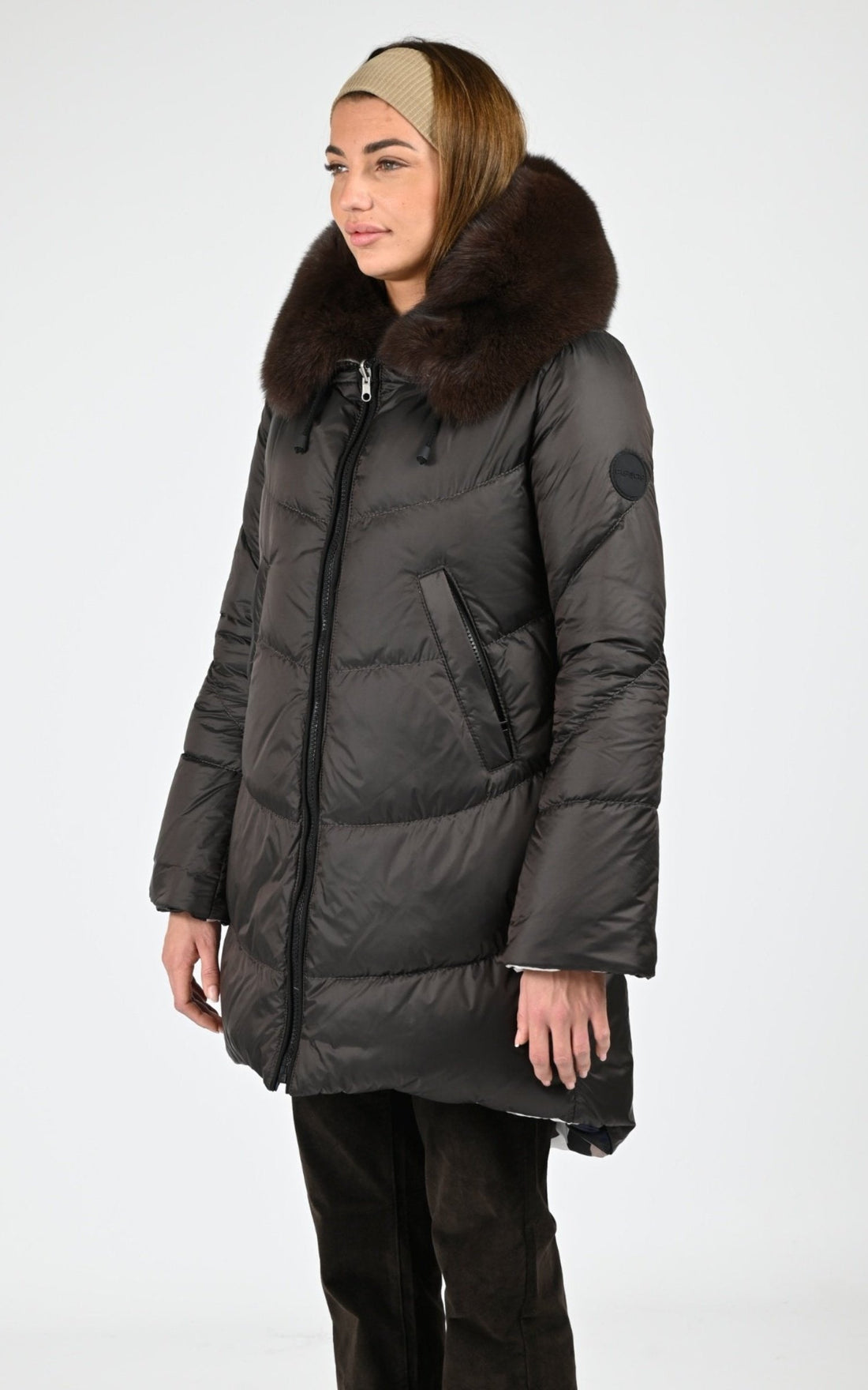 Doudoune Textile Femme Flo-Clo, modèle Clizia de couleur moro