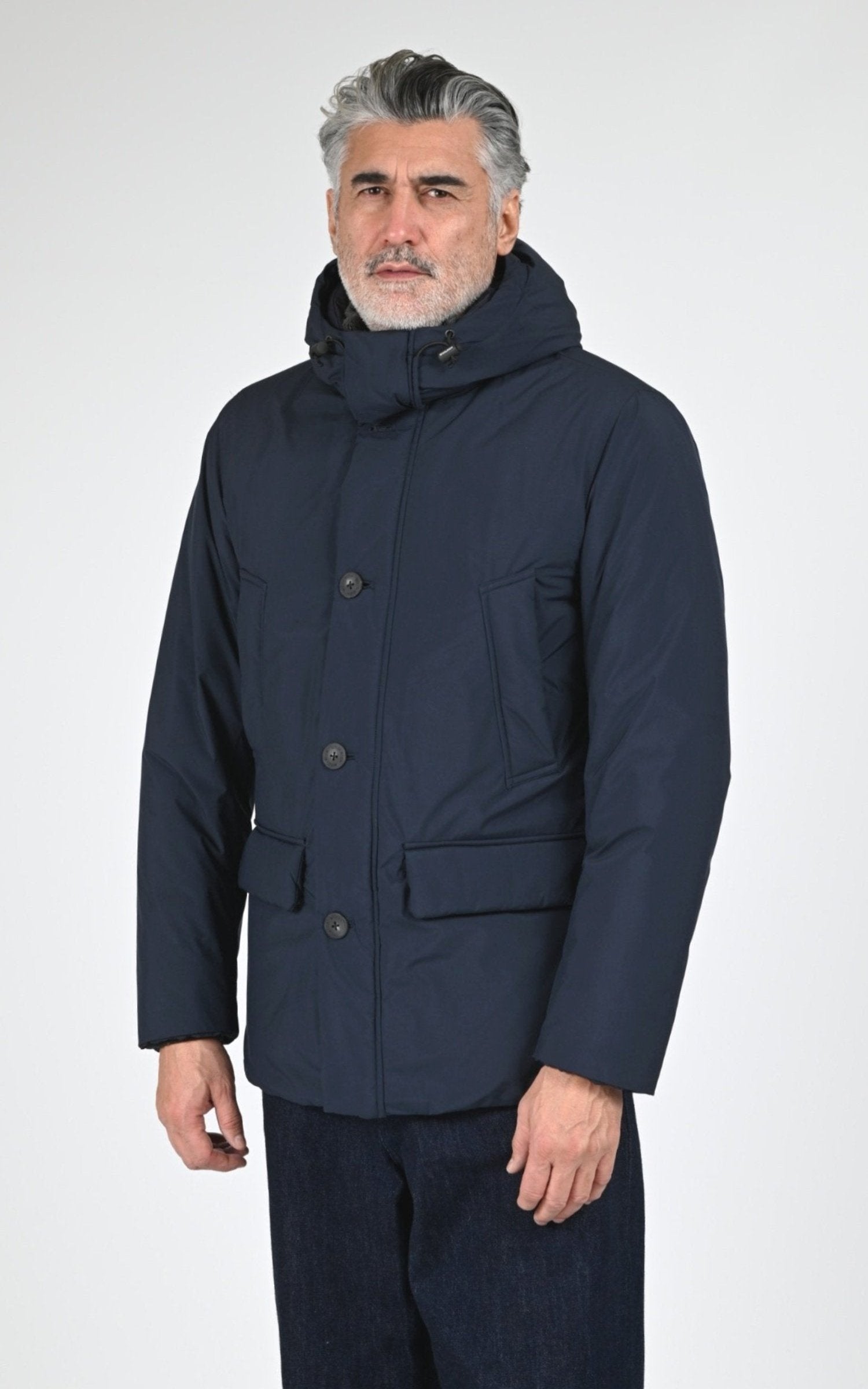 Parka Textile Homme Woolrich, modèle Cloud artic parka ou2092 de couleur melton blue 1
