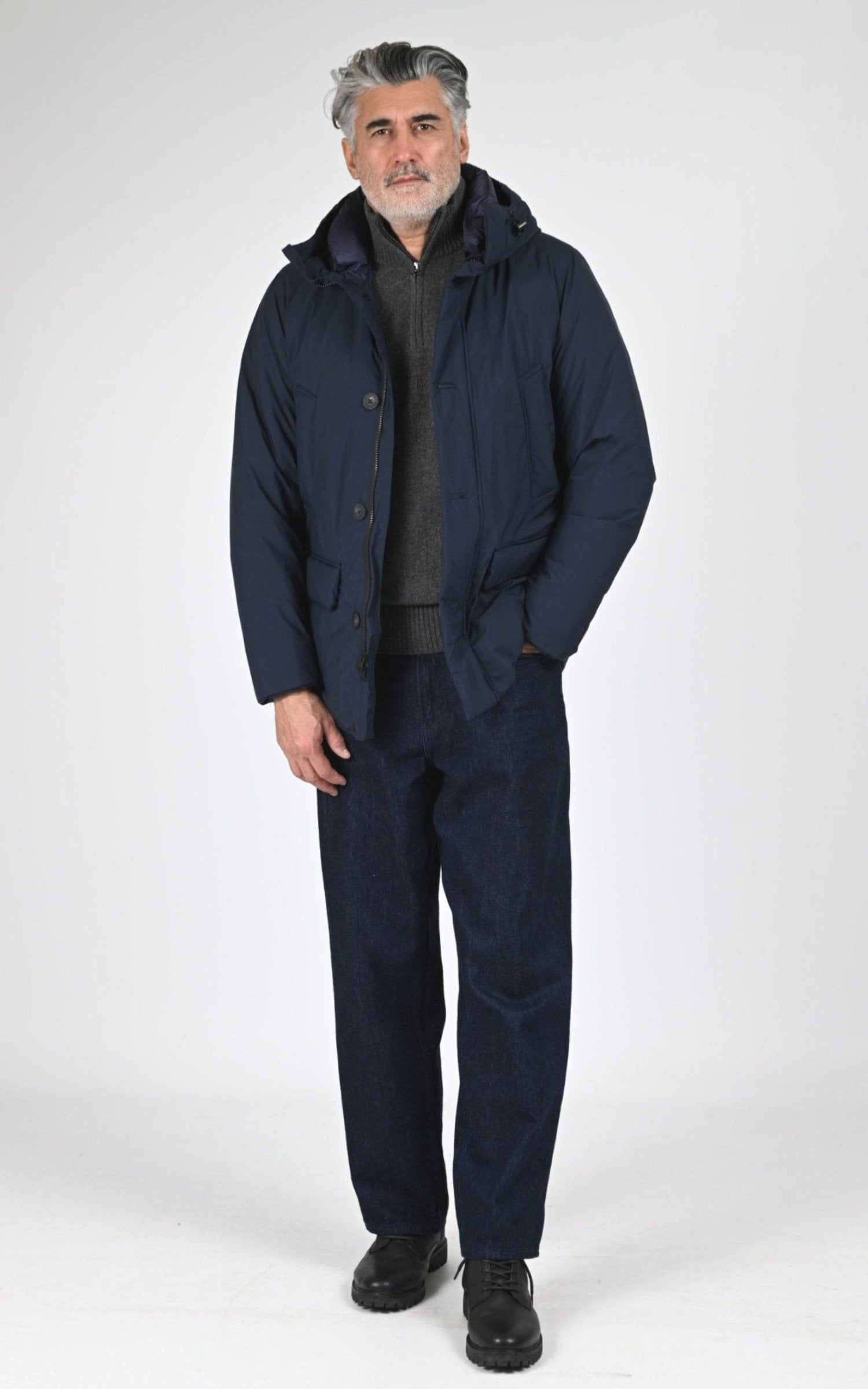 Parka Textile Homme Woolrich, modèle Cloud artic parka ou2092 de couleur melton blue 2