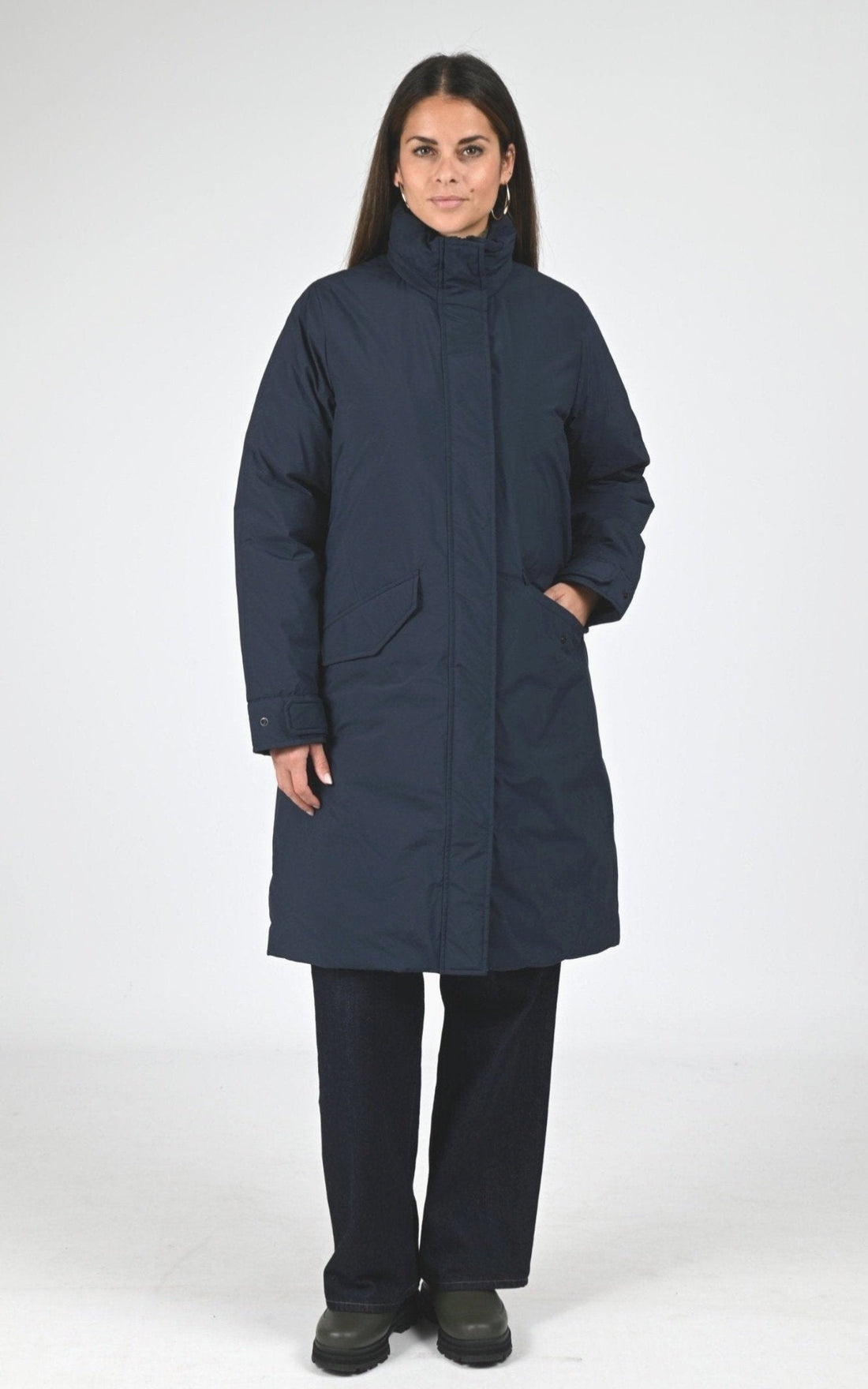 3/4 doudoune Textile Femme Woolrich, modèle Cloud lily ou2112 de couleur melton blue