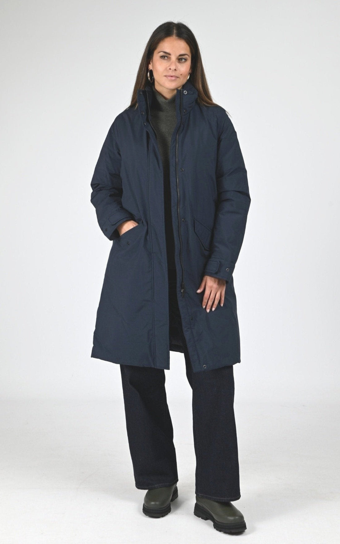 3/4 doudoune Textile Femme Woolrich, modèle Cloud lily ou2112 de couleur melton blue
