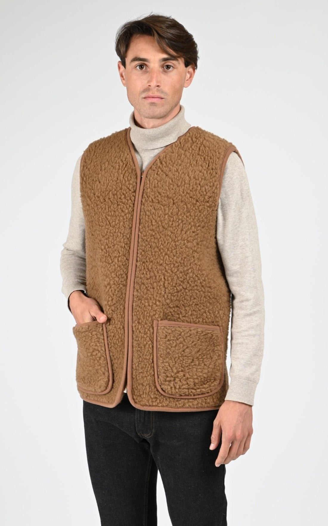 Gilet Textile Homme La Canadienne, modèle Cool de couleur marron
