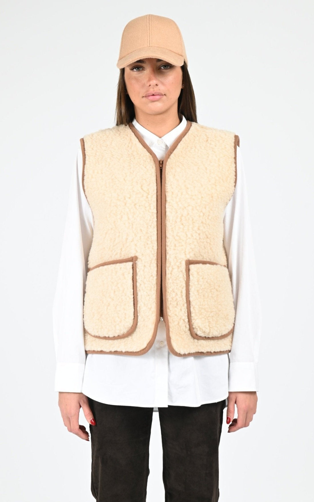 Gilet Textile Femme La Canadienne, modèle Cool f de couleur beige