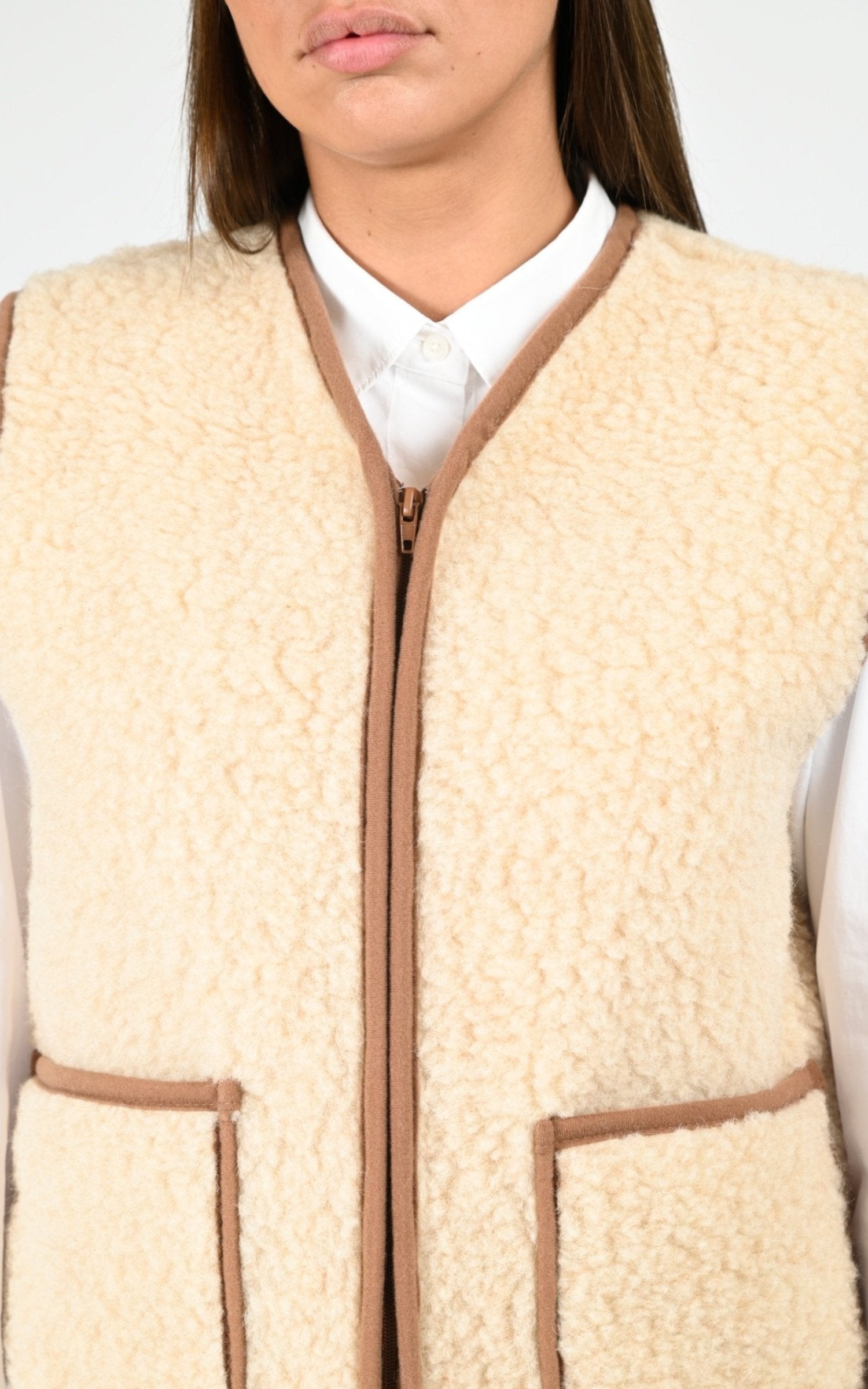 Gilet Textile Femme La Canadienne, modèle Cool f de couleur beige 5