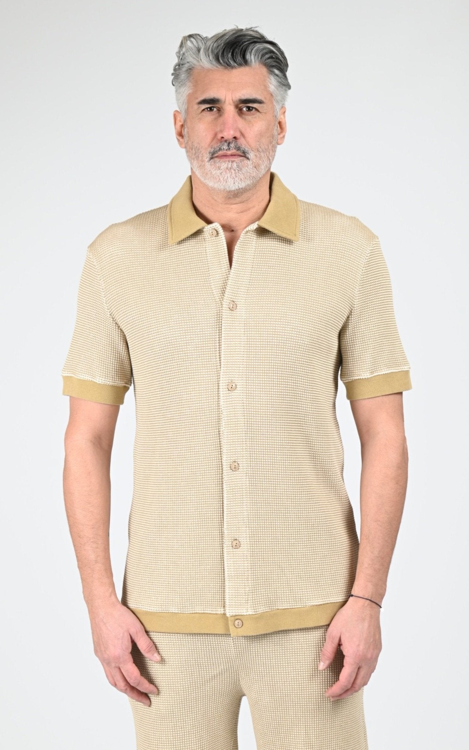 Chemise Textile Homme Rivieras, modèle Cordo de couleur beige
