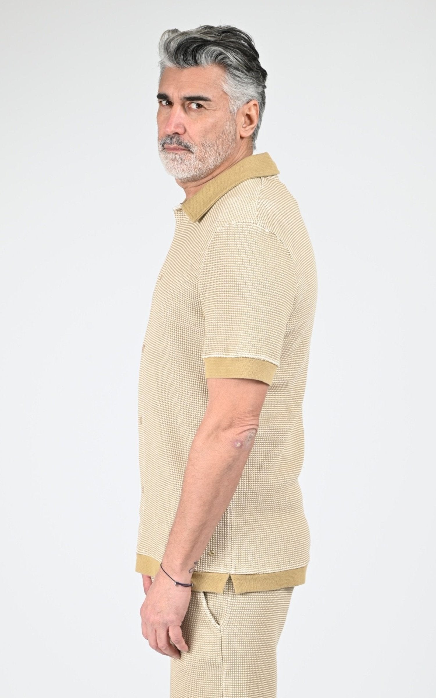 Chemise Textile Homme Rivieras, modèle Cordo de couleur beige