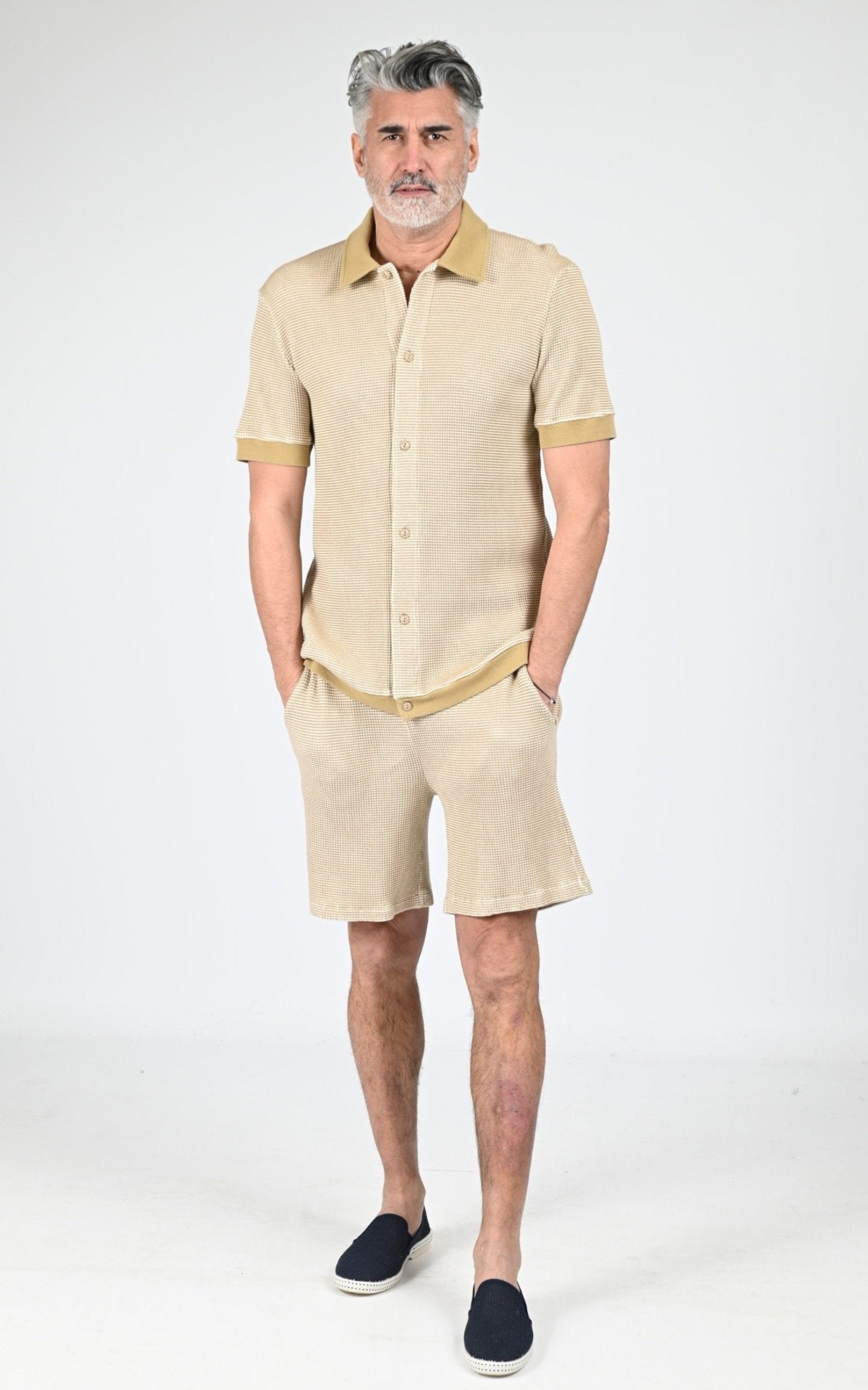 Chemise Textile Homme Rivieras, modèle Cordo de couleur beige 2