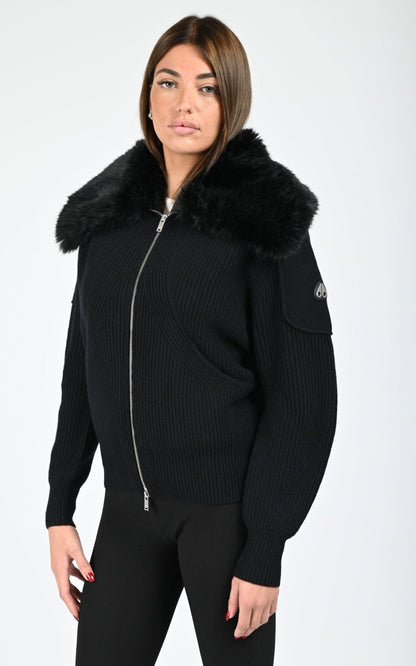 Veste Textile Femme Moose Knuckles, modèle Corina fzip m35lk650 de couleur black 292