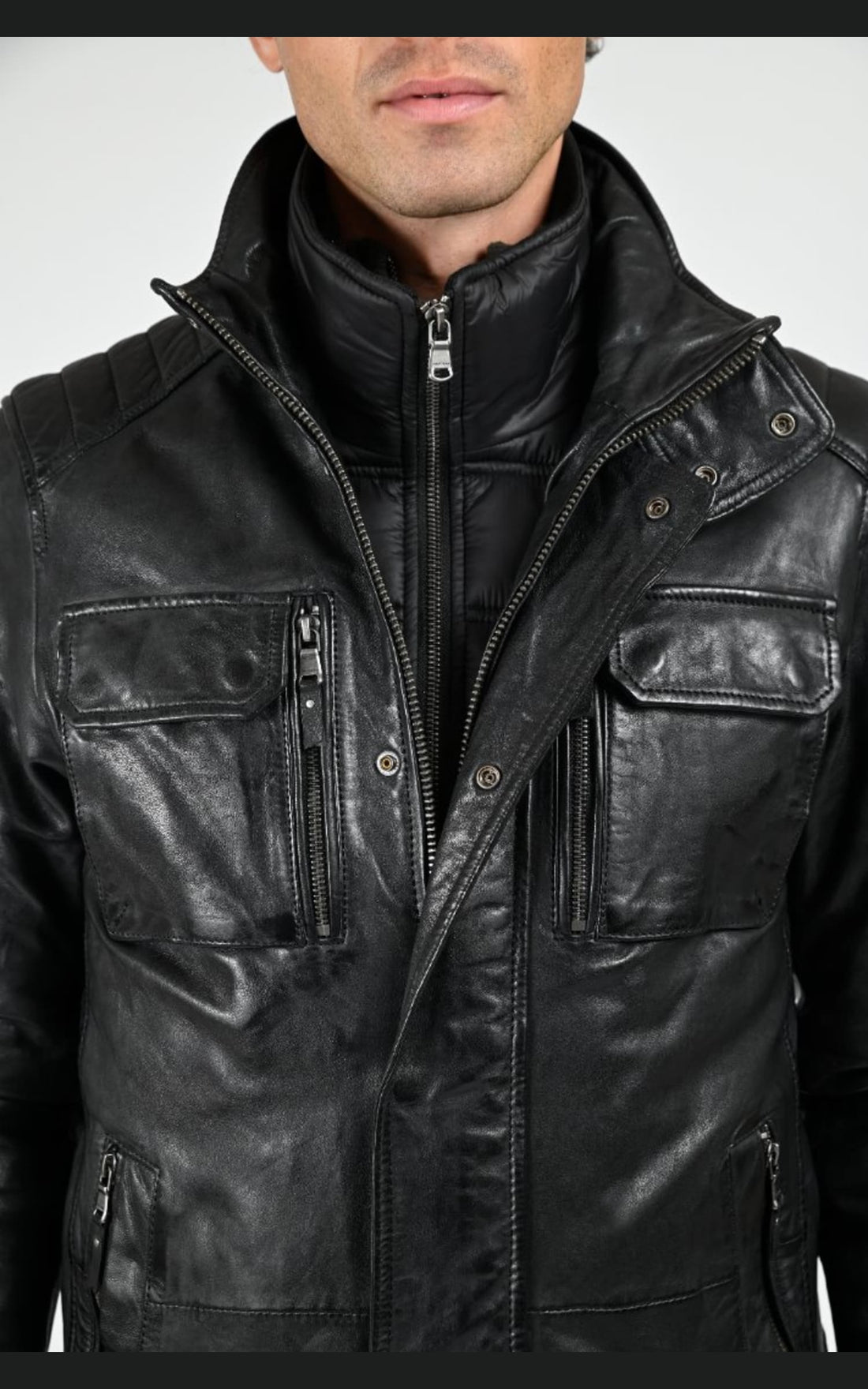 Veste Cuir Homme Daytona 73, modèle Crowell 102911 de couleur noir
