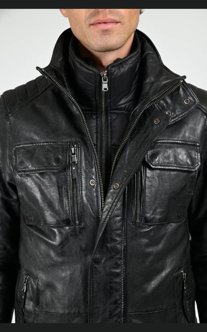 Veste Cuir Homme Daytona 73, modèle Crowell 102911 de couleur noir