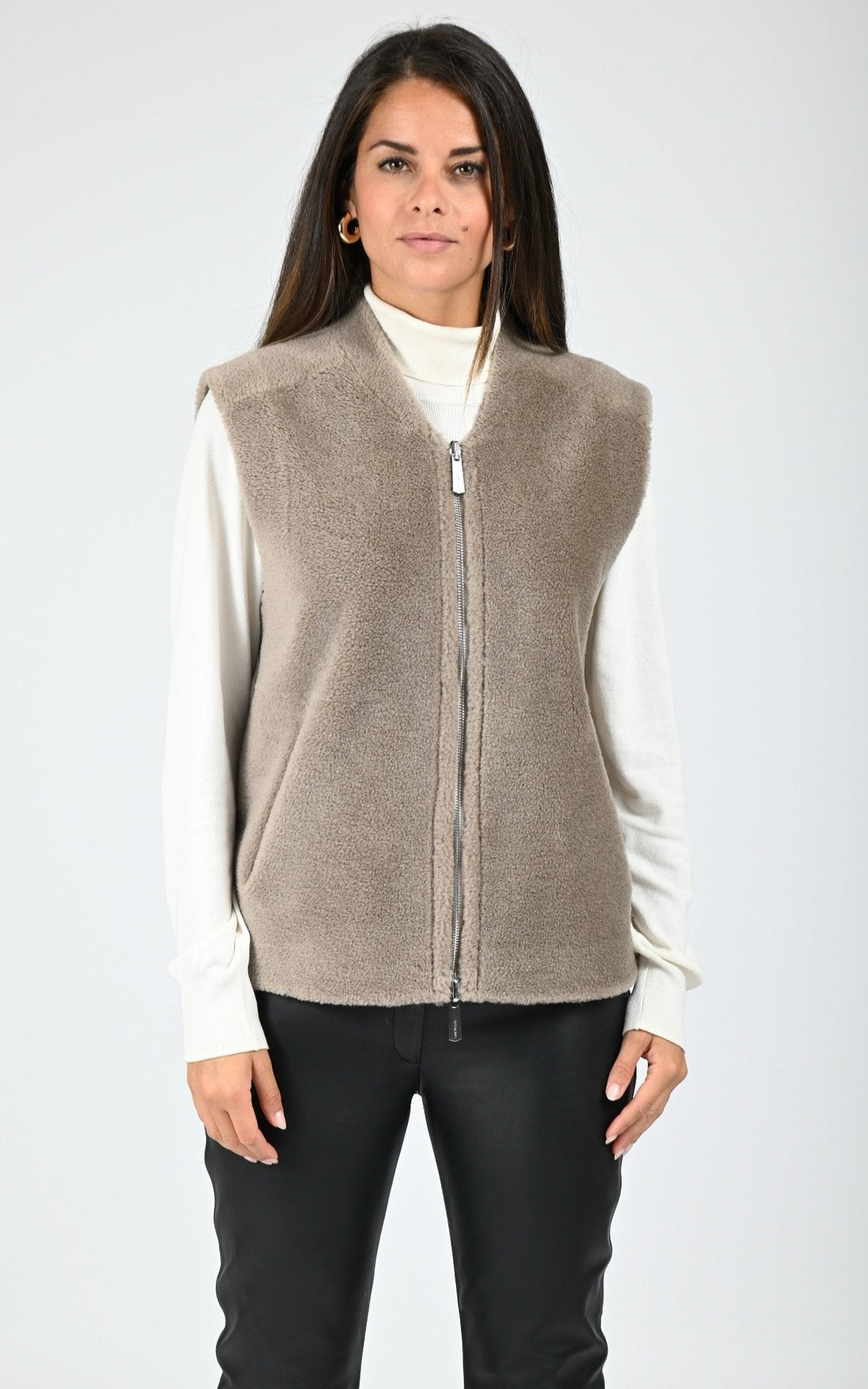 Gilet sans manches réversible laine Chelly taupe