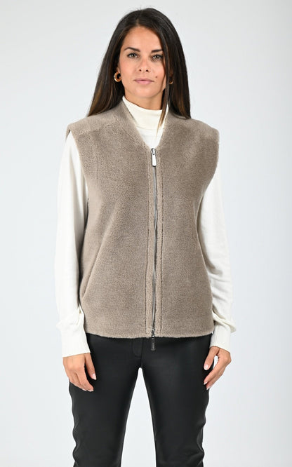Gilet sans manches réversible laine Chelly taupe