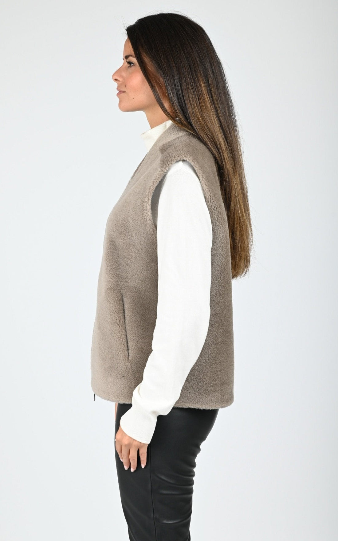 Gilet sans manches réversible laine Chelly taupe