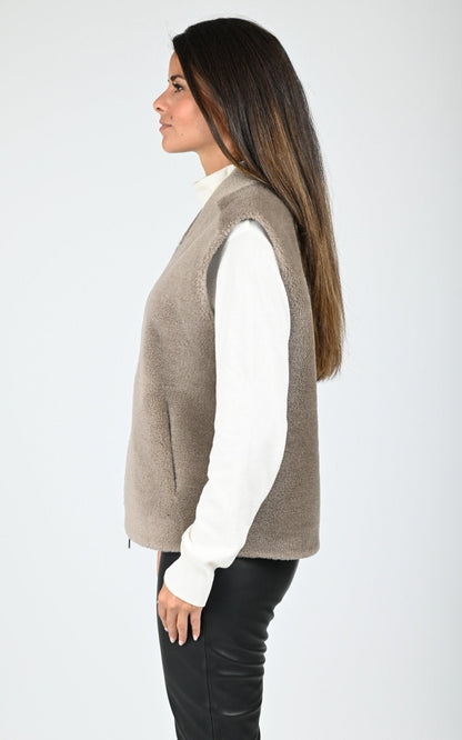 Gilet sans manches réversible laine Chelly taupe